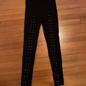 Black Lace-up Leggings